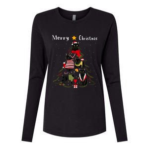 Christmas Tree Bombay Cat Lover Xmas Cat Owner Womens Cotton Relaxed Long Sleeve T-Shirt