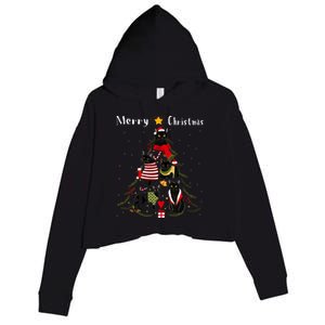 Christmas Tree Bombay Cat Lover Xmas Cat Owner Crop Fleece Hoodie