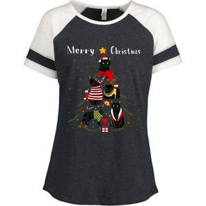 Christmas Tree Bombay Cat Lover Xmas Cat Owner Enza Ladies Jersey Colorblock Tee