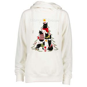 Christmas Tree Bombay Cat Lover Xmas Cat Owner Womens Funnel Neck Pullover Hood