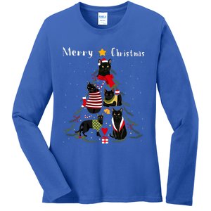 Christmas Tree Bombay Cat Lover Xmas Cat Owner Ladies Long Sleeve Shirt