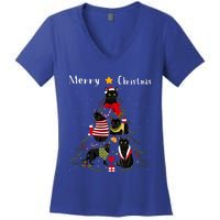 Christmas Tree Bombay Cat Lover Xmas Cat Owner Women's V-Neck T-Shirt