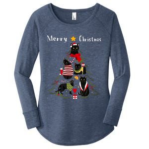 Christmas Tree Bombay Cat Lover Xmas Cat Owner Women's Perfect Tri Tunic Long Sleeve Shirt