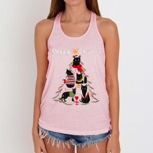 Christmas Tree Bombay Cat Lover Xmas Cat Owner Women's Knotted Racerback Tank