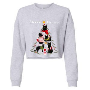 Christmas Tree Bombay Cat Lover Xmas Cat Owner Cropped Pullover Crew