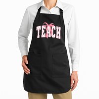 Coquette Teach Bow Teacher Varsity File Full-Length Apron With Pockets