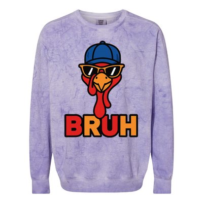 Cool Turkey Bruh Funny Thanksgiving Colorblast Crewneck Sweatshirt