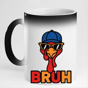 Cool Turkey Bruh Funny Thanksgiving 11oz Black Color Changing Mug