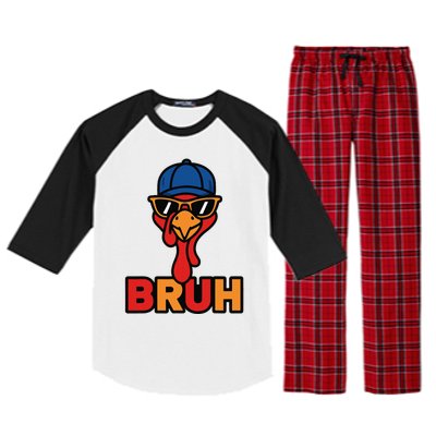 Cool Turkey Bruh Funny Thanksgiving Raglan Sleeve Pajama Set