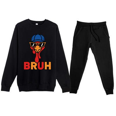 Cool Turkey Bruh Funny Thanksgiving Premium Crewneck Sweatsuit Set