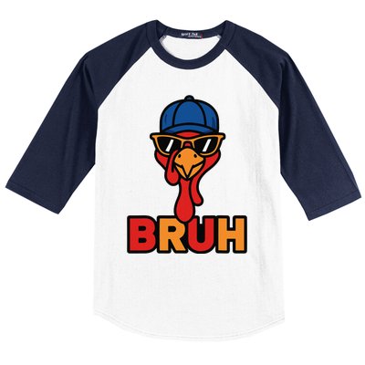 Cool Turkey Bruh Funny Thanksgiving Baseball Sleeve Shirt