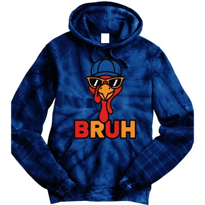 Cool Turkey Bruh Funny Thanksgiving Tie Dye Hoodie