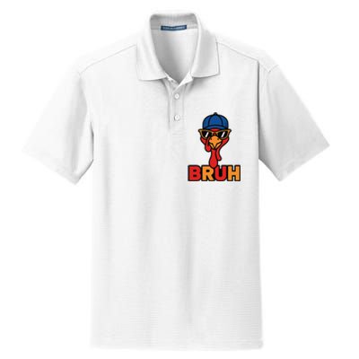 Cool Turkey Bruh Funny Thanksgiving Dry Zone Grid Polo