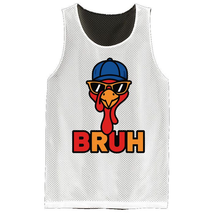 Cool Turkey Bruh Funny Thanksgiving Mesh Reversible Basketball Jersey Tank