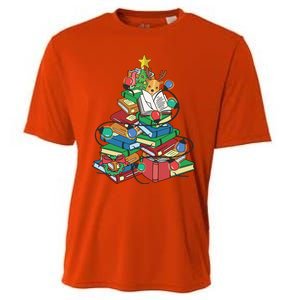 Christmas Tree Books Merry Bookmas Pajama Reading Book Lover Gift Cooling Performance Crew T-Shirt