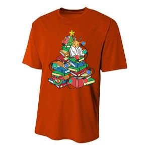 Christmas Tree Books Merry Bookmas Pajama Reading Book Lover Gift Performance Sprint T-Shirt