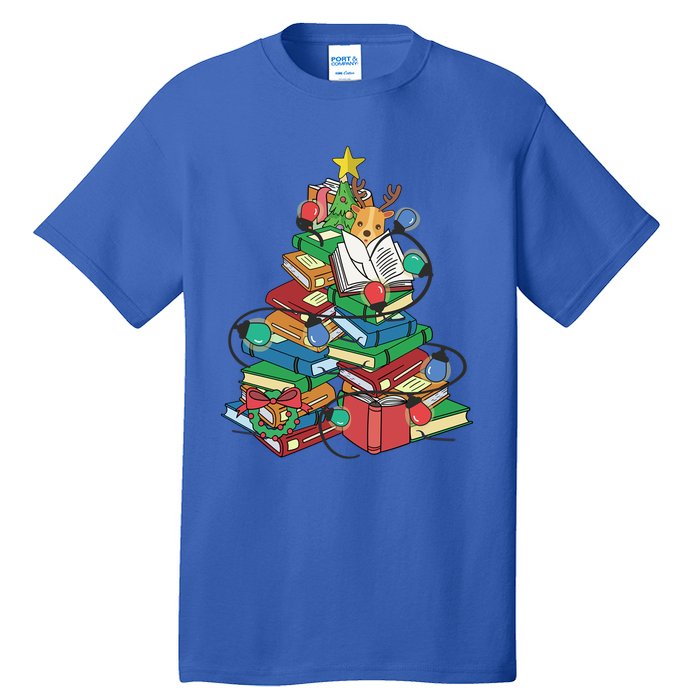 Christmas Tree Books Merry Bookmas Pajama Reading Book Lover Gift Tall T-Shirt