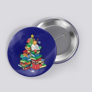 Christmas Tree Books Merry Bookmas Pajama Reading Book Lover Gift Button