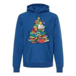 Christmas Tree Books Merry Bookmas Pajama Reading Book Lover Gift Premium Hoodie