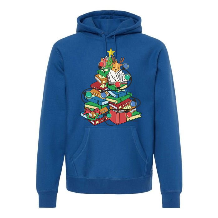 Christmas Tree Books Merry Bookmas Pajama Reading Book Lover Gift Premium Hoodie