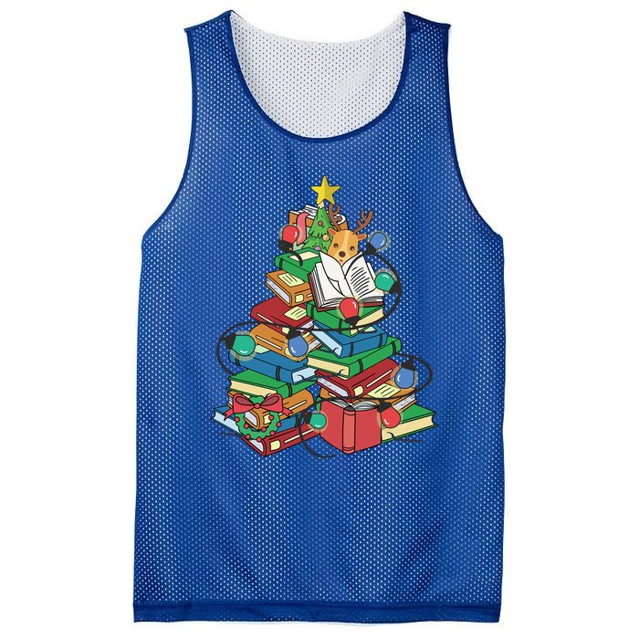 Christmas Tree Books Merry Bookmas Pajama Reading Book Lover Gift Mesh Reversible Basketball Jersey Tank