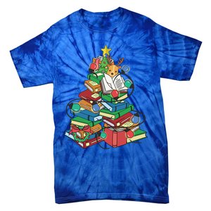 Christmas Tree Books Merry Bookmas Pajama Reading Book Lover Gift Tie-Dye T-Shirt