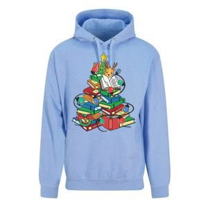 Christmas Tree Books Merry Bookmas Pajama Reading Book Lover Gift Unisex Surf Hoodie