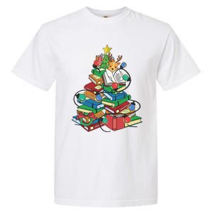 Christmas Tree Books Merry Bookmas Pajama Reading Book Lover Gift Garment-Dyed Heavyweight T-Shirt