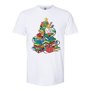 Christmas Tree Books Merry Bookmas Pajama Reading Book Lover Gift Softstyle CVC T-Shirt