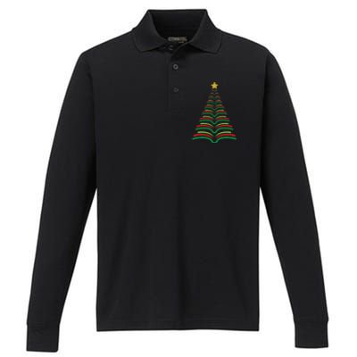 Christmas Tree Books Teacher Holiday Gift Librarian School Meaningful Gift Performance Long Sleeve Polo