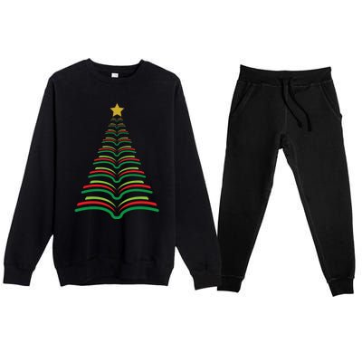 Christmas Tree Books Teacher Holiday Gift Librarian School Meaningful Gift Premium Crewneck Sweatsuit Set