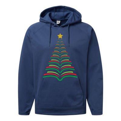 Christmas Tree Books Teacher Holiday Gift Librarian School Meaningful Gift Performance Fleece Hoodie