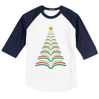 Christmas Tree Books Teacher Holiday Gift Librarian School Meaningful Gift Baseball Sleeve Shirt