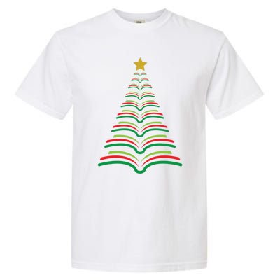 Christmas Tree Books Teacher Holiday Gift Librarian School Meaningful Gift Garment-Dyed Heavyweight T-Shirt