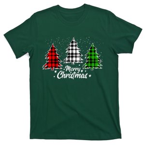 Christmas Tree Buffalo Plaid Red White Green Xmas Light T-Shirt