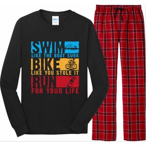 Cool Triathlon Boat Swim Bike Run Triathlete Long Sleeve Pajama Set