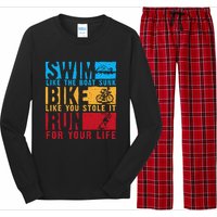 Cool Triathlon Boat Swim Bike Run Triathlete Long Sleeve Pajama Set