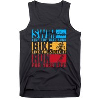 Cool Triathlon Boat Swim Bike Run Triathlete Tank Top