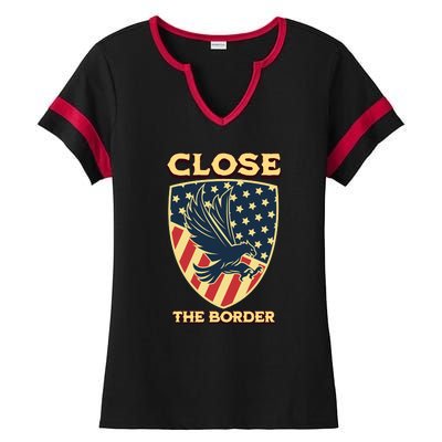 Close The Border Conservative Republican Ladies Halftime Notch Neck Tee