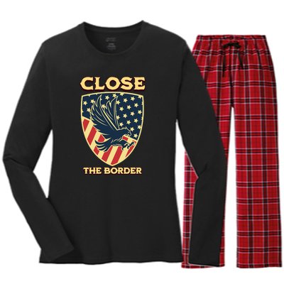 Close The Border Conservative Republican Women's Long Sleeve Flannel Pajama Set 