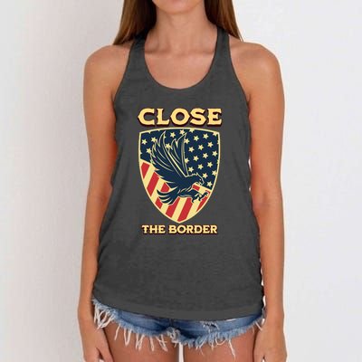 Close The Border Conservative Republican Women's Knotted Racerback Tank