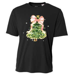 Christmas Tree Bow Christmas Tree Cooling Performance Crew T-Shirt