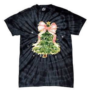 Christmas Tree Bow Christmas Tree Tie-Dye T-Shirt