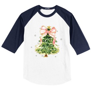 Christmas Tree Bow Christmas Tree Baseball Sleeve Shirt