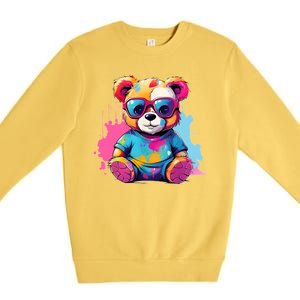 Colorful Teddy Bear Cute Teddy Bear I Teddy Art I Teddy Bear Premium Crewneck Sweatshirt