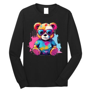 Colorful Teddy Bear Cute Teddy Bear I Teddy Art I Teddy Bear Long Sleeve Shirt