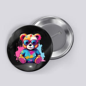 Colorful Teddy Bear Cute Teddy Bear I Teddy Art I Teddy Bear Button