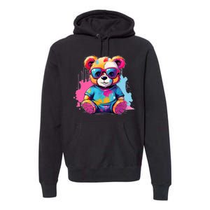 Colorful Teddy Bear Cute Teddy Bear I Teddy Art I Teddy Bear Premium Hoodie