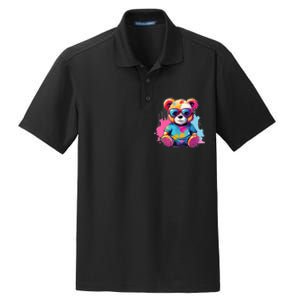 Colorful Teddy Bear Cute Teddy Bear I Teddy Art I Teddy Bear Dry Zone Grid Polo