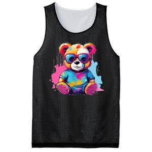 Colorful Teddy Bear Cute Teddy Bear I Teddy Art I Teddy Bear Mesh Reversible Basketball Jersey Tank